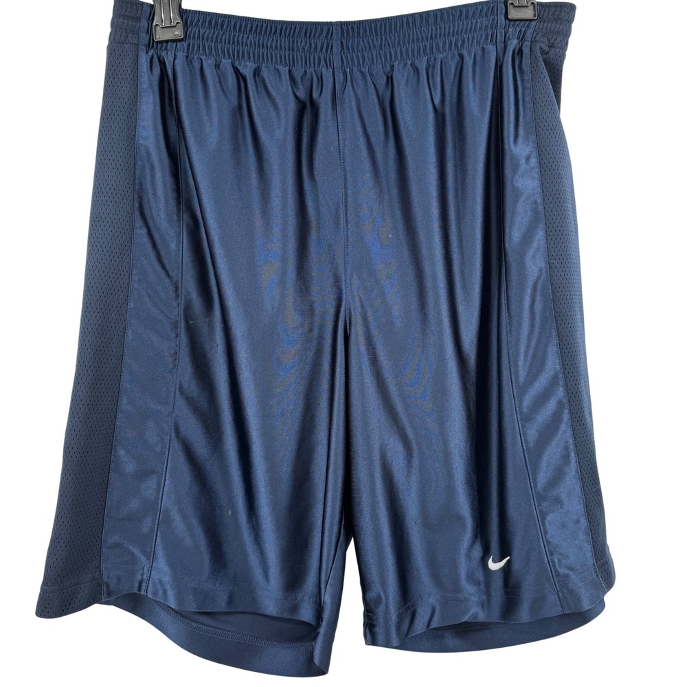 Y2K Nike Mens Basketball Shorts Shiny Navy Blue Mesh Athletic Gym Size‎ XL Vtg